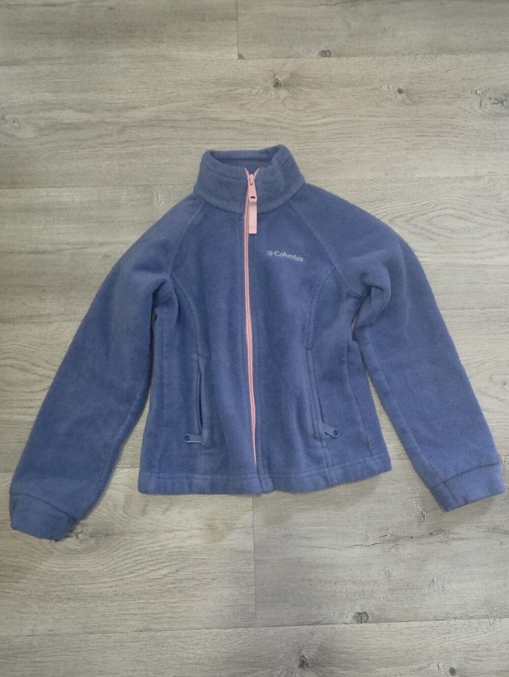 Columbia Girls' Blue Fleece Jacket with Pink Zip, XS